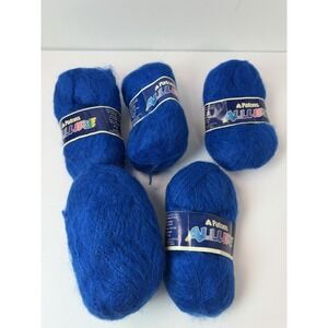 Lot of 5 Skeins Patons Allure Yarn MOHAIR Acrylic Blend 50g Each Blue